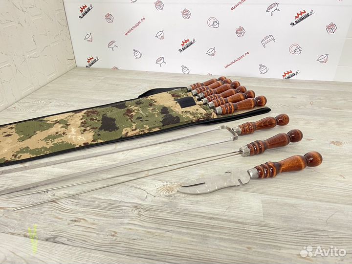Шн703Ав Hабoр шампуров в чеxле 10 предметов