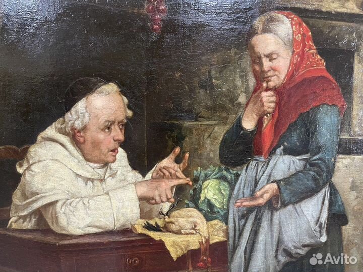 Антикварная картина масло, холст 