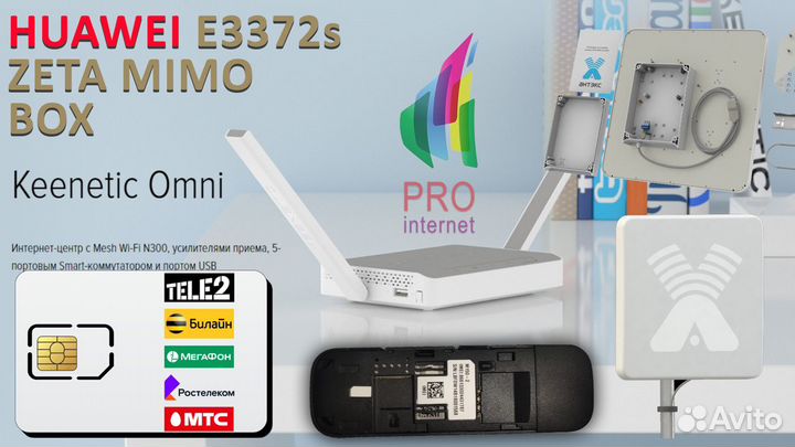 Роутер keenetic Omni huawei 3372-153+zeta mimo BOX