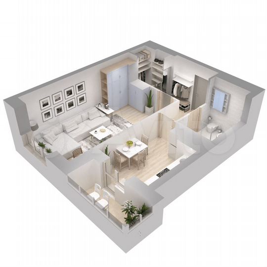 1-к. квартира, 46 м², 9/19 эт.