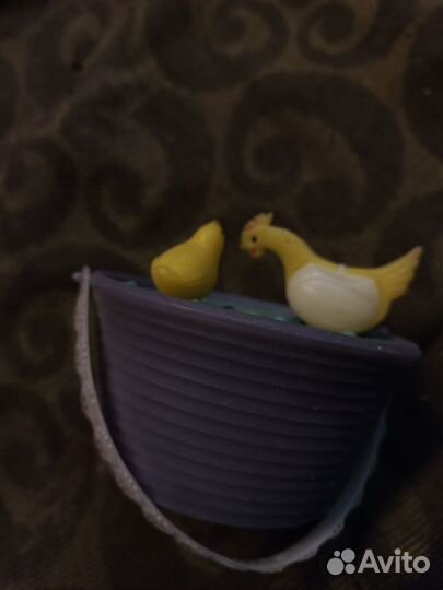 Ретро редкая игрушка ведерко с курочками СССР