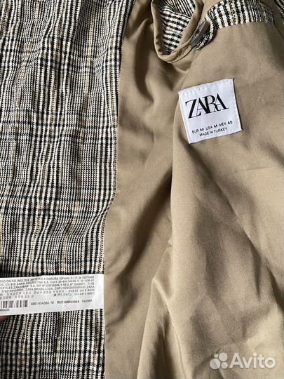 Пиджак двубортный zara в клетку жакет блейзер