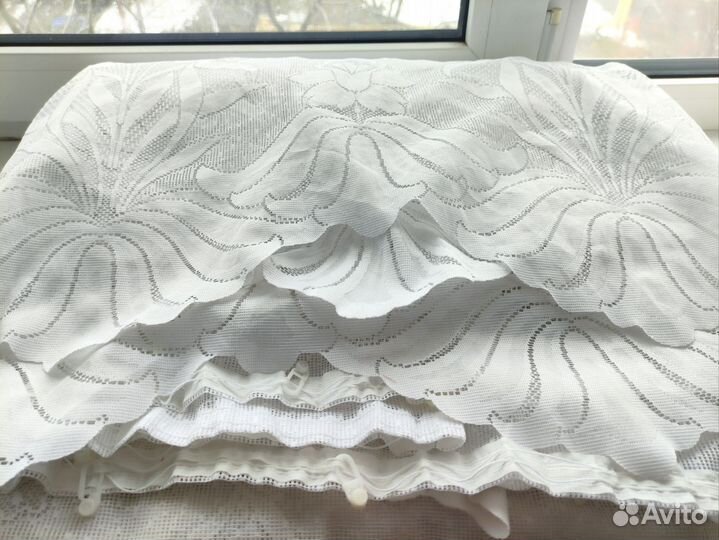 Штора тюль с креплением на очень большое окно