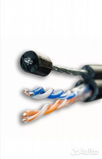 Кабель витая пара ютп с тросом 5е 2*2*0.52 440м