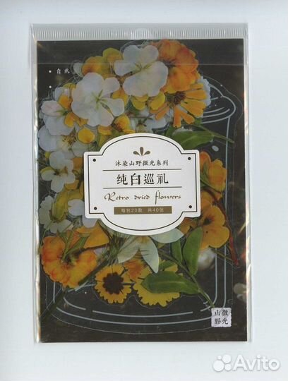 Наклейки Стикеры Цветы Гербарий