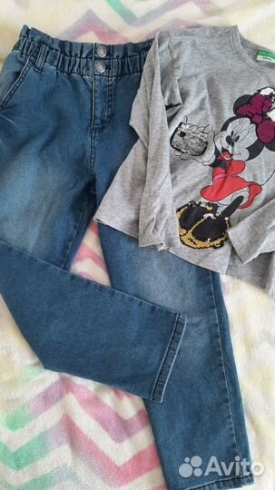 Джинсы 122 128 benetton и кофта