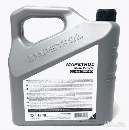 Масло трансмиссионное mapetrol 75W-90 4л MAP0248