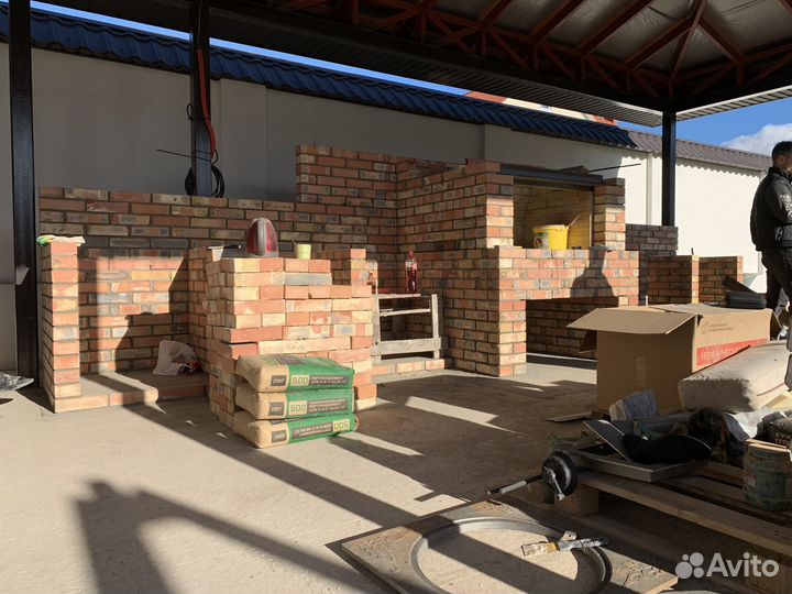 Барбекю комплекс из кирпича / Мангальная зона