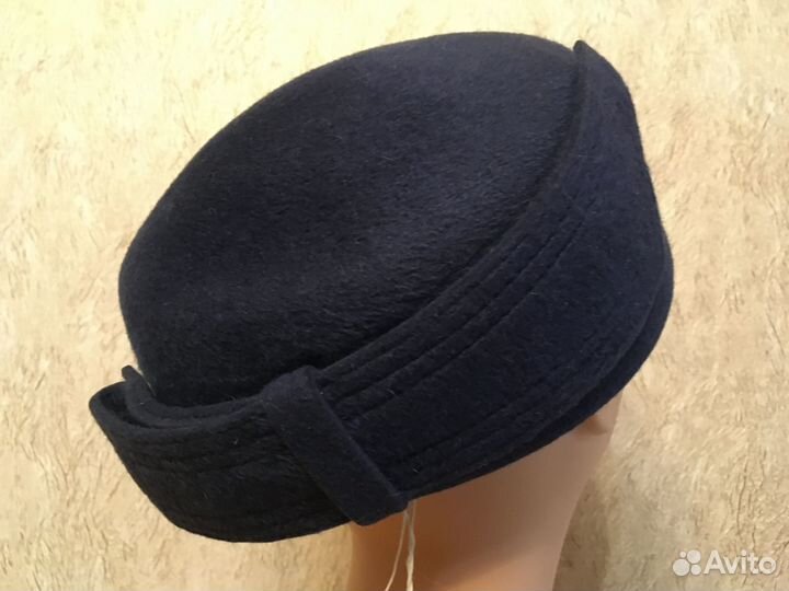 Винтаж шляпа новая женская синий фетр этикетка 59