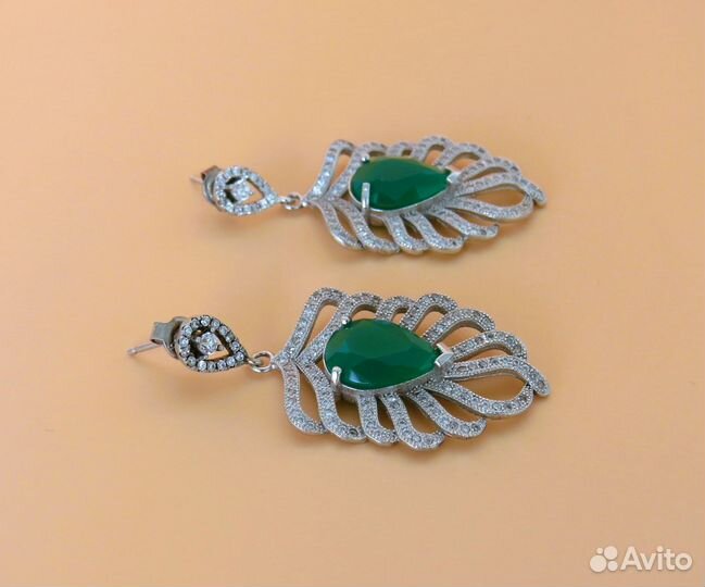 Агат Серебряные серьги Серебро 925 Клеймо