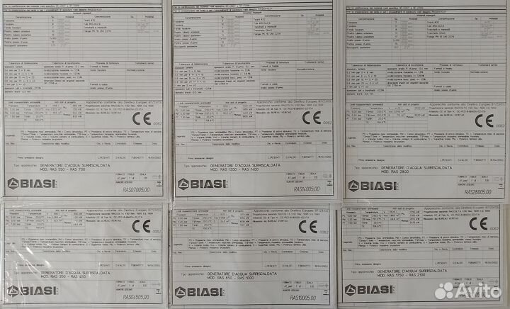 Водогрейные котлы Biasi RAS свыше 115 С - чертежи