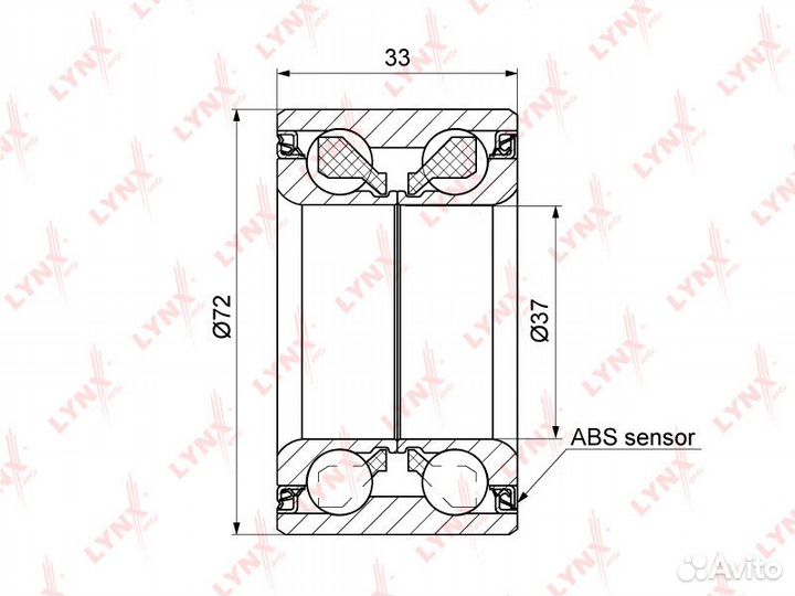 Подшипник ступицы передний с ABS (33x37x72) citroe