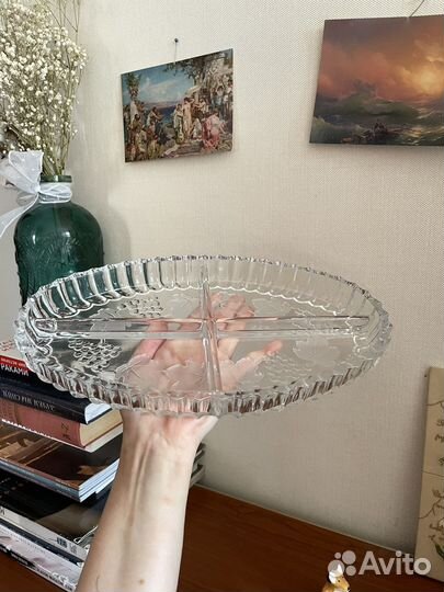 Стеклянный поднос винтажное блюдо СССР