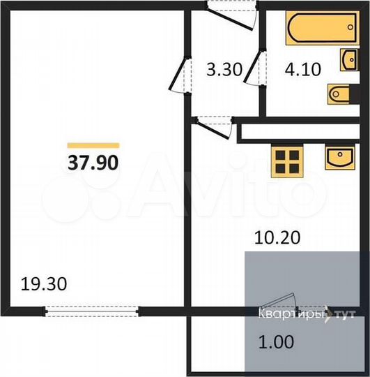1-к. квартира, 37,9 м², 8/17 эт.
