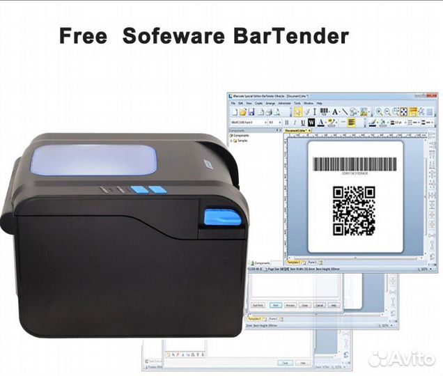 Блютуз + usb Термопринтер этикеток xprinter 365b