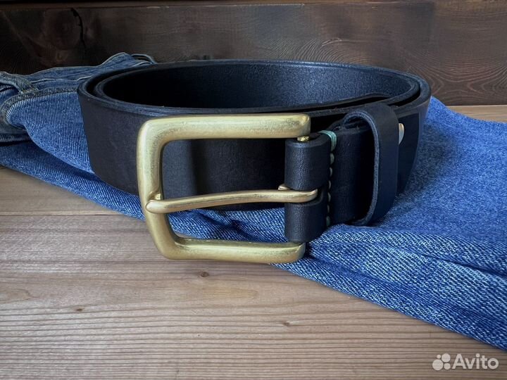 Мужской кожаный ремень доч джинс