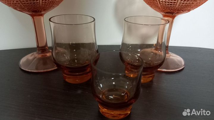 Штофы и графины СССР цитриновое стекло, бокалы