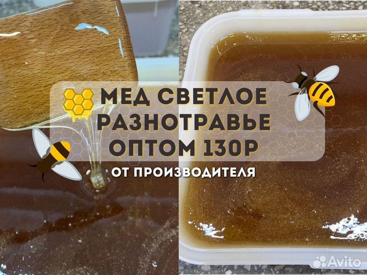 Свежий мёд оптом. Разнотравье светлое