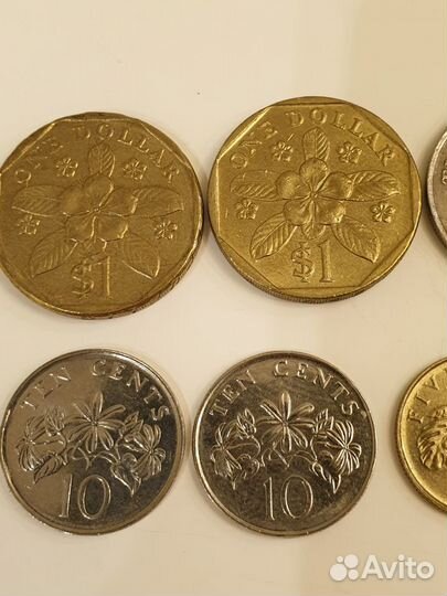 Сингапур набор монет 1,5,10,20 центов, 1 доллар