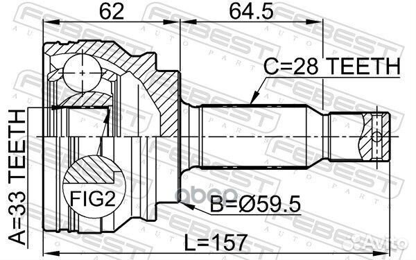 ШРУС наружный 33x59 5x28 (mitsubishi lancer CY