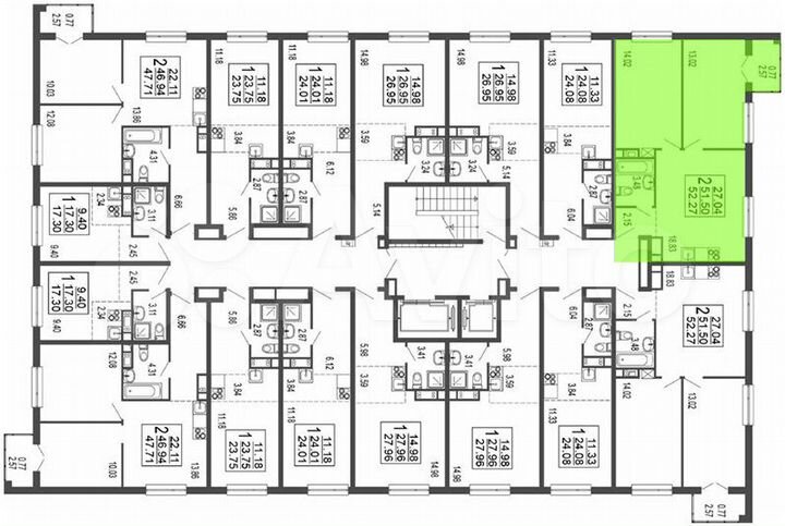 2-к. квартира, 51,5 м², 3/17 эт.