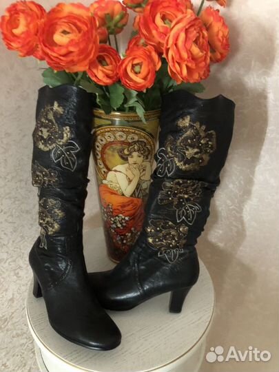 Сапоги женские изнатуральной кожи размер 40