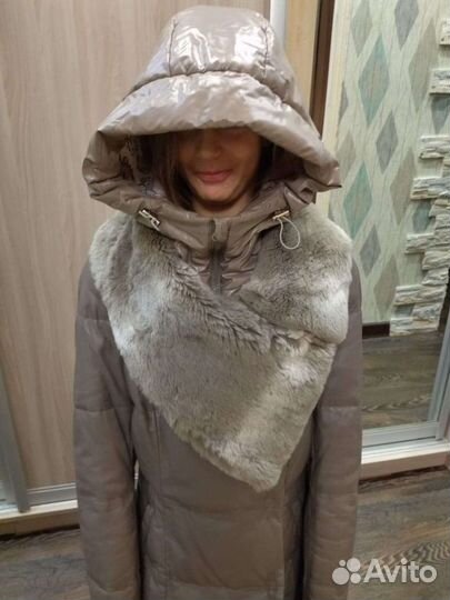 Пуховик женский Снежная королева натуральная кожа