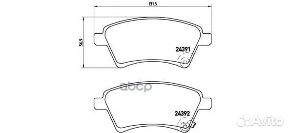 Колодки тормозные дисковые перед P23105 Brembo