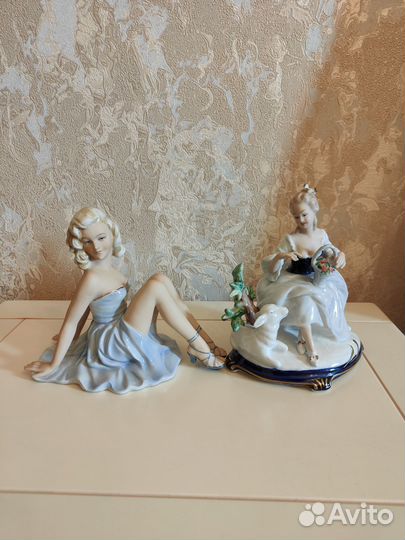Статуэтки Германия фарфор танцовщица, дама с овцой
