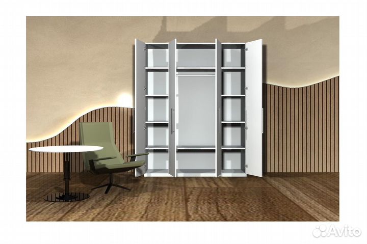 Распашной шкаф четырехдверный швг 1600х2100х510