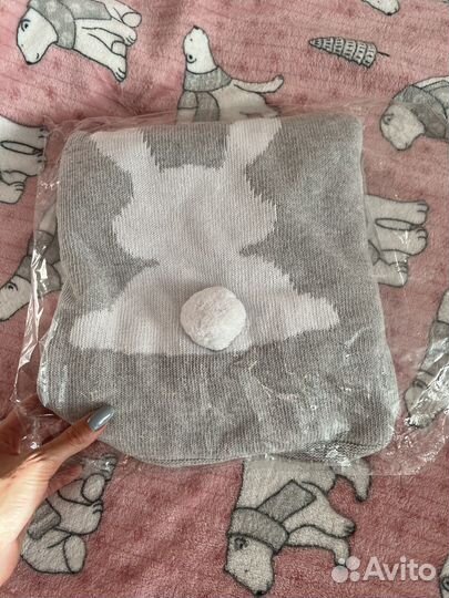 Плед вязаный «зайка» новый