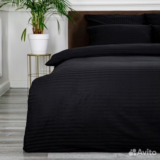 Постельное белье Софи Черный новое страйп-сатин