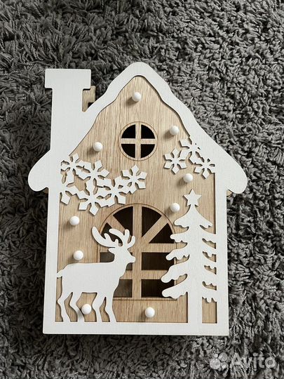 Домик новогодний декоративный с подсветкой