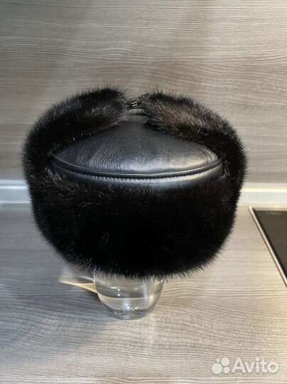 Шапка ушанка из меха норки