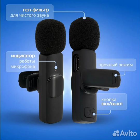 Микрофон петличный беспроводной 2шт Boya WM5