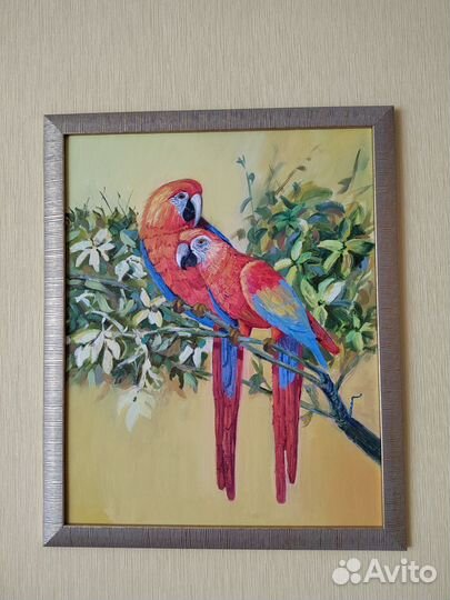 Картина маслом попугаи