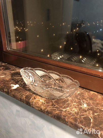 Хрустальная ваза-ладья