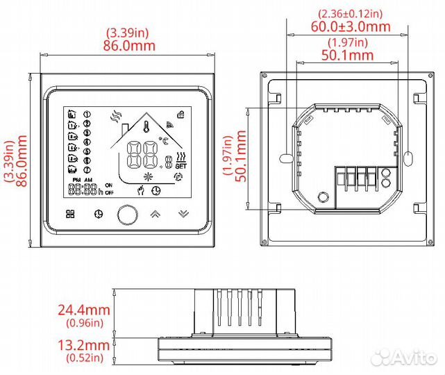 Умный термостат тёплый пол WiFi moes Я-Алиса