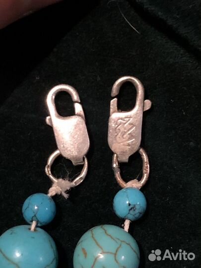 Бусы и браслет из бирюзы. Серебро 925. Комплект