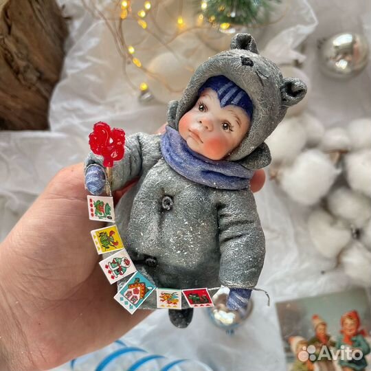 Ватная елочная игрушка