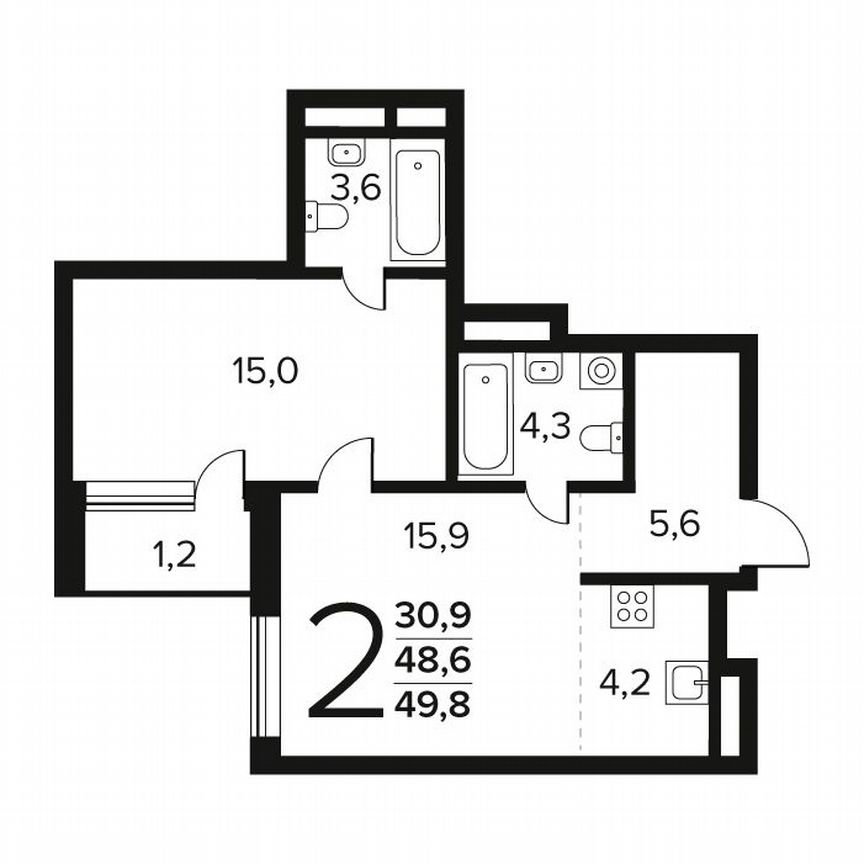 2-к. квартира, 49,8 м², 4/11 эт.