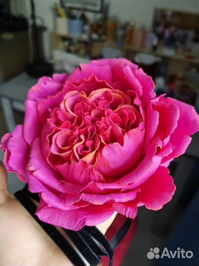 Брошь-чокер роза 15 см. Ручная работа