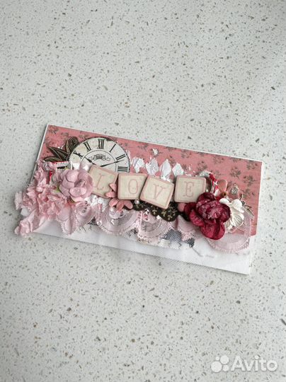 Конверт для денег ручной работы Love