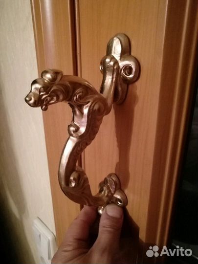 Ручки дверные винтажные силумин. Цвет золото