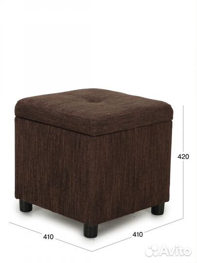 Пуф Beneli квин, коричневый,Рогожка, с ящиком для