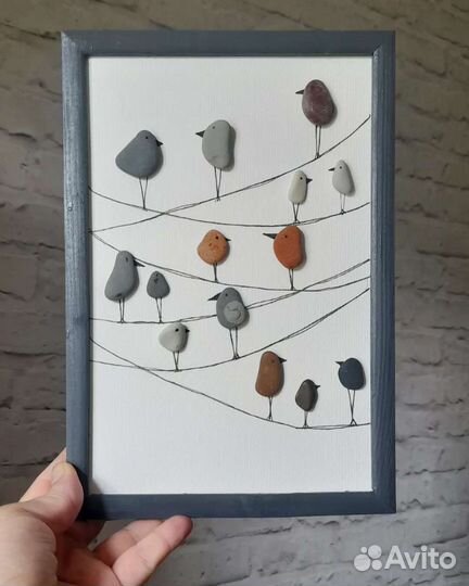 Картина-панно из морского стекла,гальки