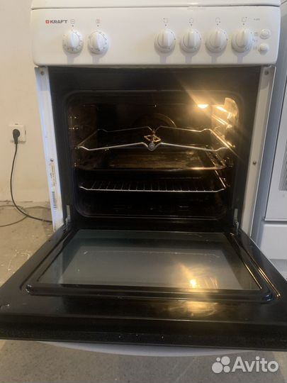 Газовая плита Kraft, 60 см, пьезо, гриль, крышка