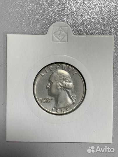 Серебро 25 центов 1964 года