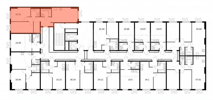 2-к. квартира, 62,9 м², 7/9 эт.