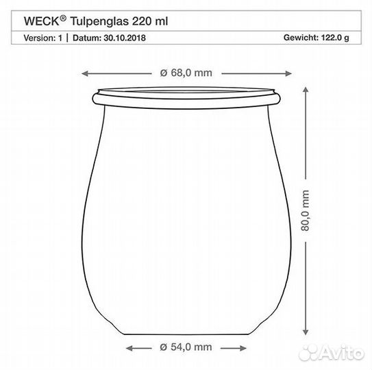 Легендарные стеклянные банки Weck, 220мл в баночке